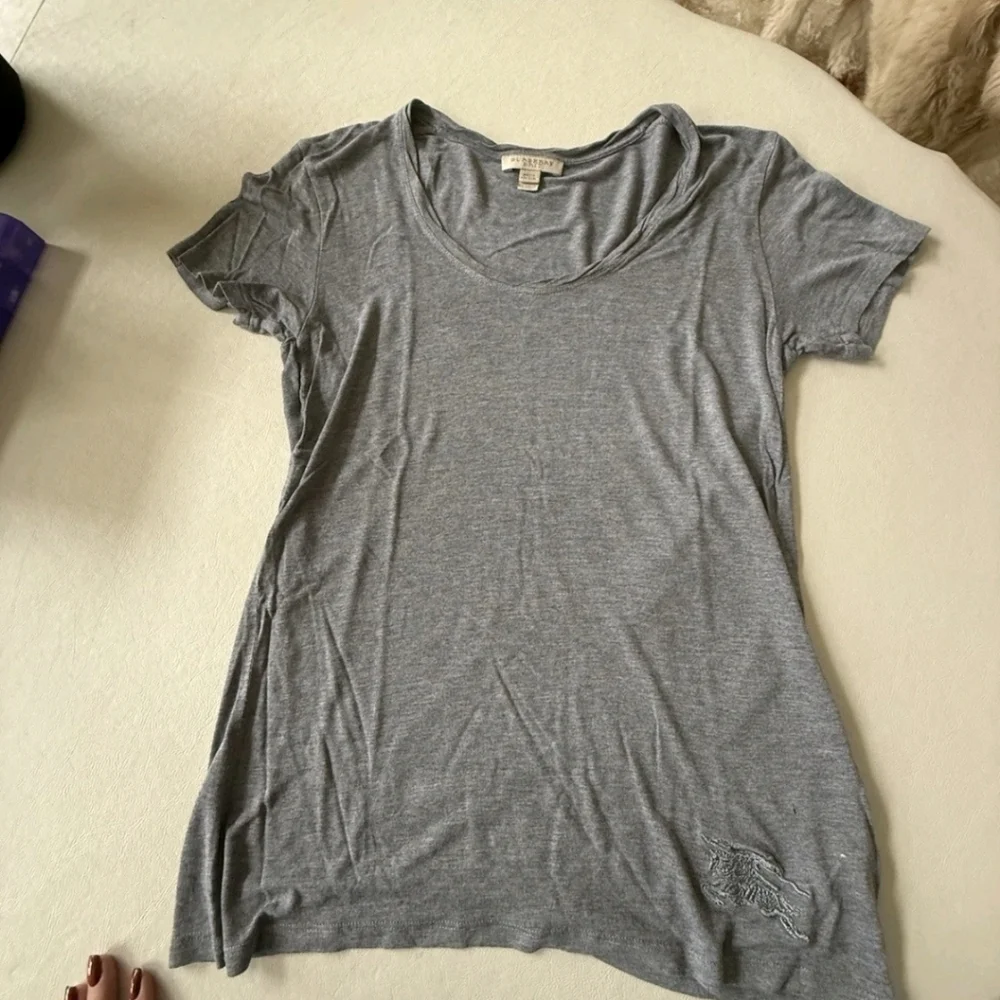 Burberry Brit T-Shirt Women's Medium M Grey Short Sleeve Designer Classic - Picture 5 of 6